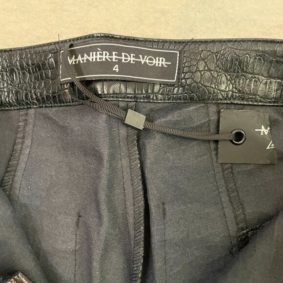 Maniére de Voir vegan leather and suede textured black pants NWOT, size 4 - Picture 3 of 9